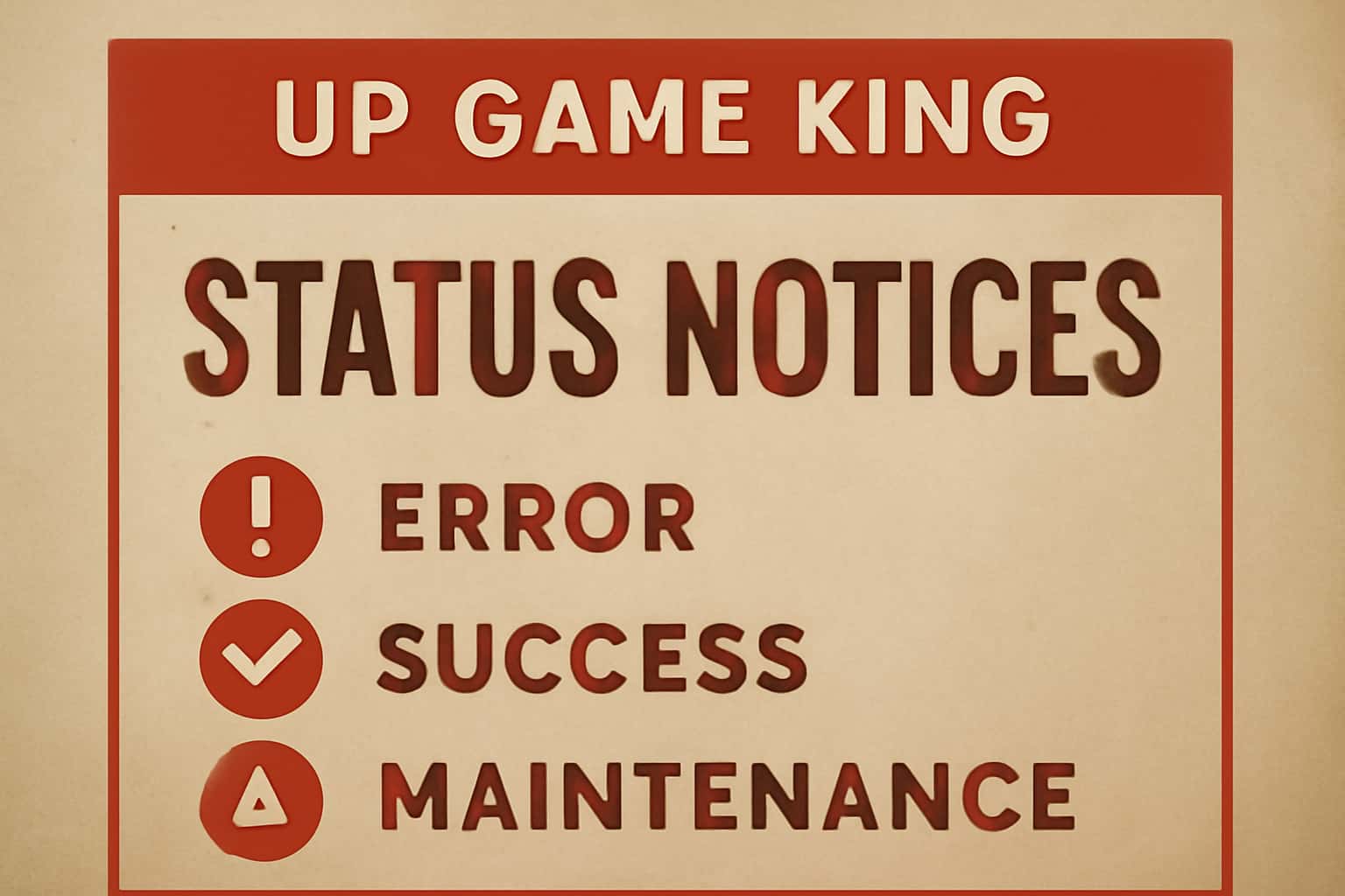 A high-tech illustration depicting the status notices of Up Game King.