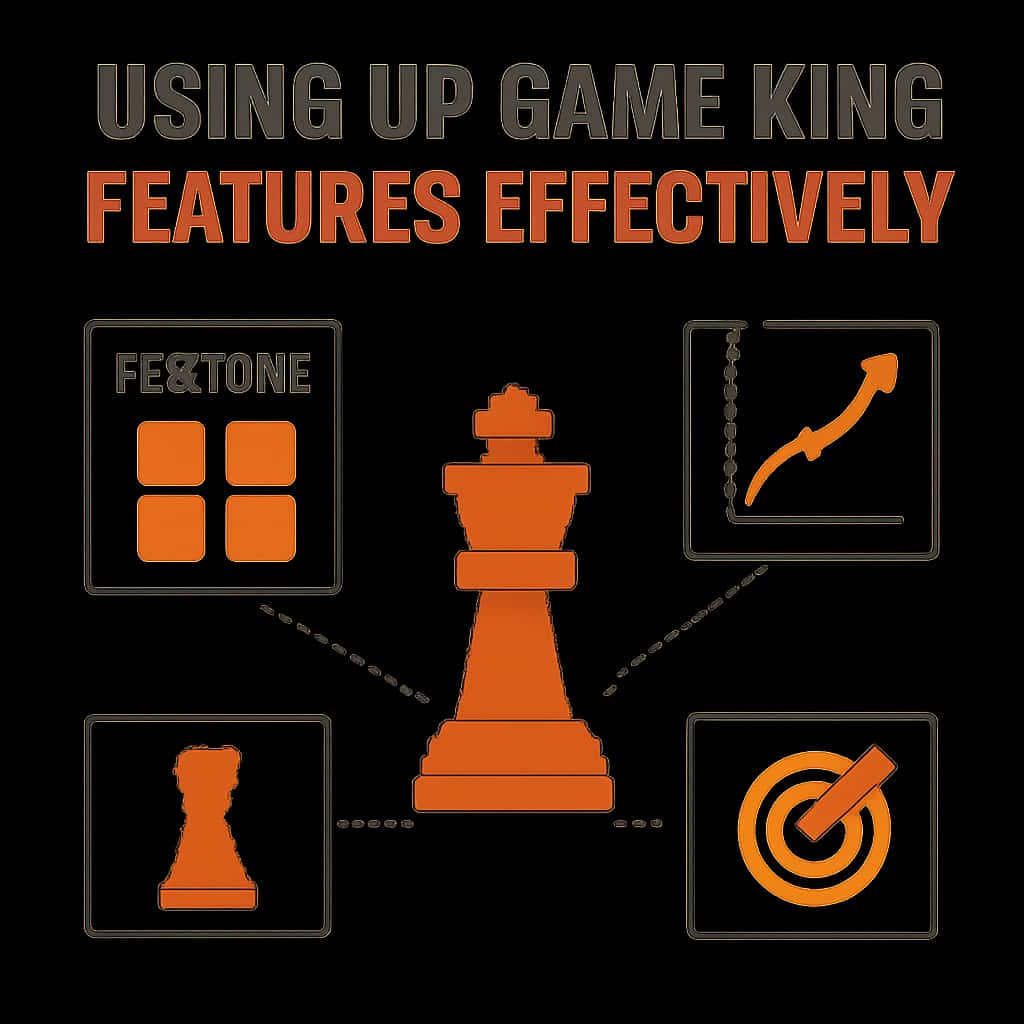 An illustration that explains the key topics of using Up Game King features effectively.