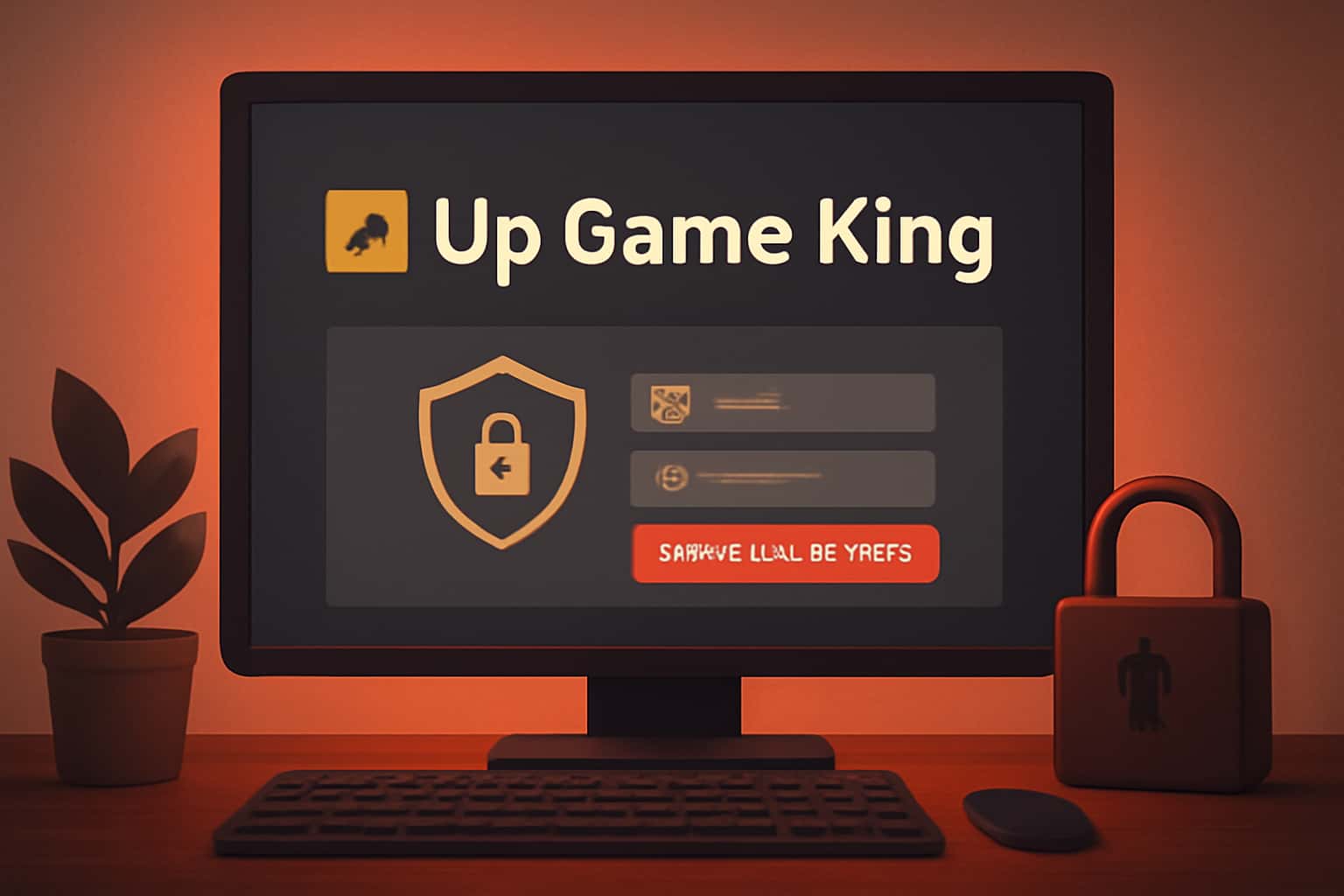 An informative scene showcasing security measures for Up Game King account protection.