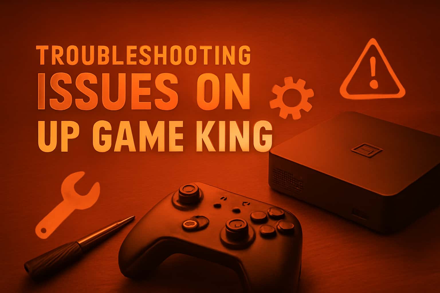 A futuristic design representing troubleshooting issues related to Up Game King.