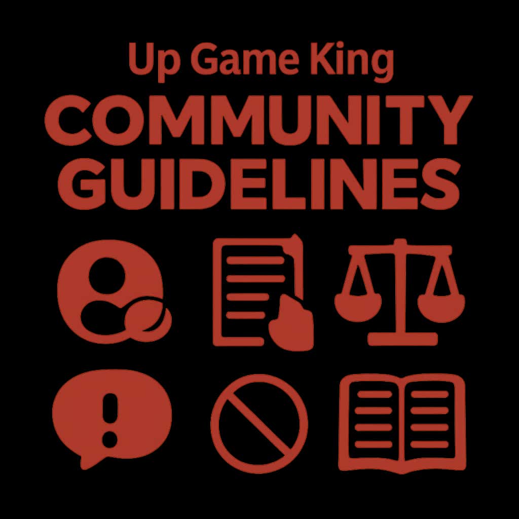 Illustration explaining the Up Game King Community Guidelines.